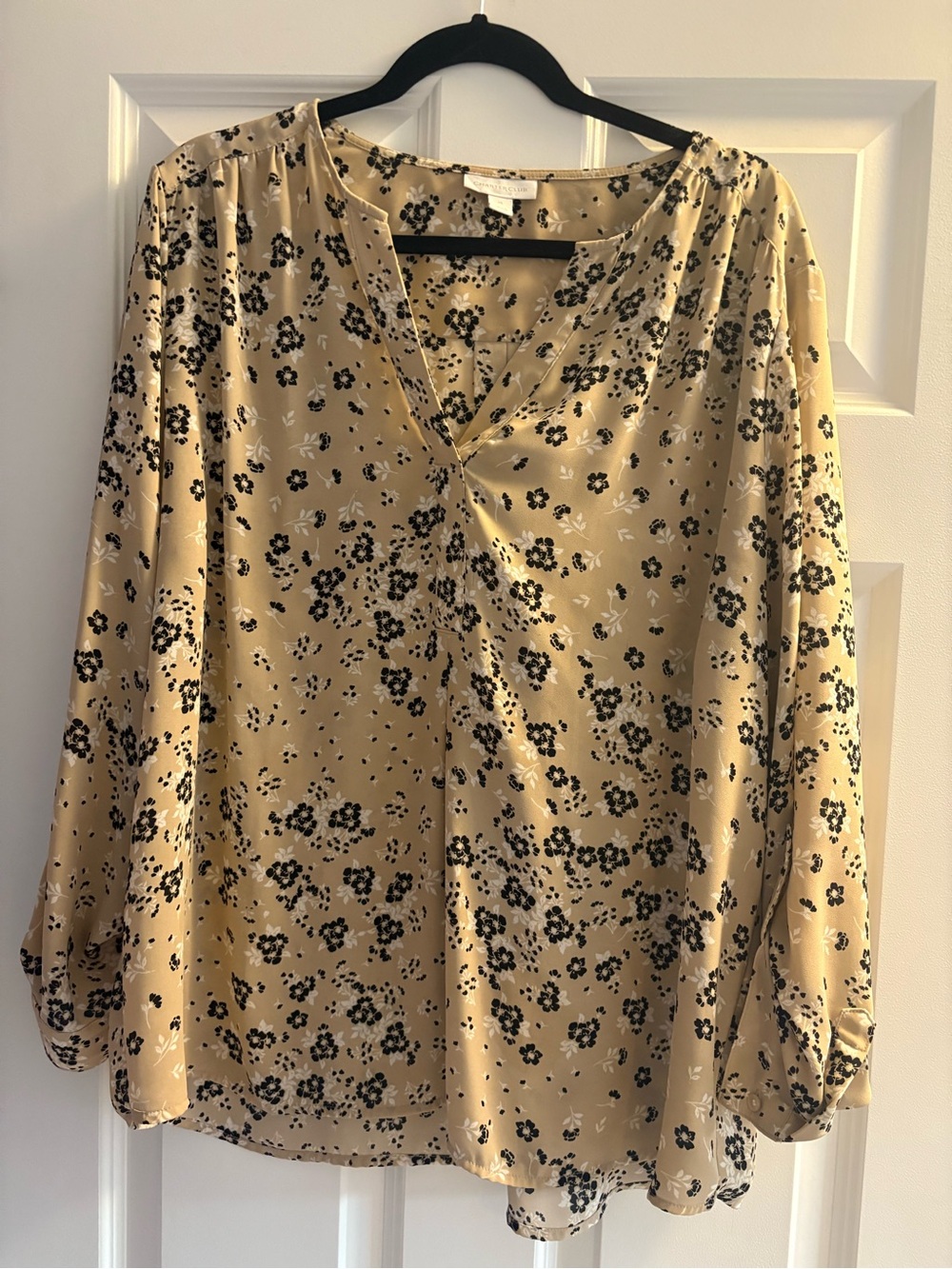 Charter Club Tan Floral V-Neck Blouse